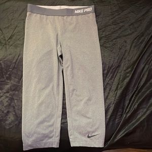 Grey Nike Pro Workout Capris
